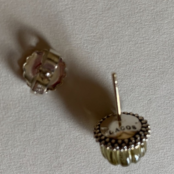 LAGOS S/S caviar forever olive quartz 10 mm watermelon bead stud earrings - Picture 5 of 8